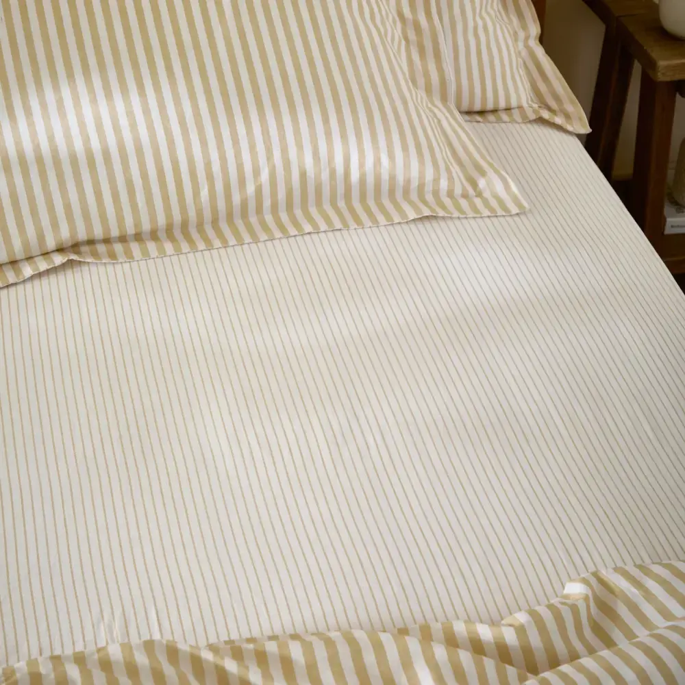 Yard Hebden Melange Honey Stripe Fitted Sheet